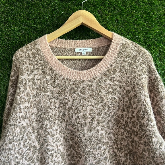 Madewell Leopard Pink Fuzzy Sweater Wool Blend - Picture 3 of 5
